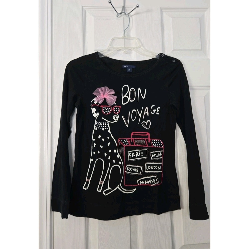 GapKids Long Sleeve Blouse Size XL (12) Bon Voyage Design With Rinestones